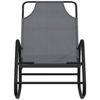 Ligstoelen 2 st schommelend staal en textileen grijs - thumbnail