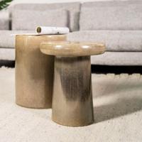 By-Boo Bijzettafel Glaze 34cm - Taupe - Rond - thumbnail