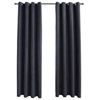 VidaXL Gordijnen verduisterend met ringen 2 st 140x225 cm antraciet - thumbnail