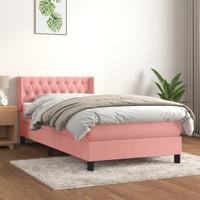 Boxspring met matras fluweel roze 90x190 cm - thumbnail