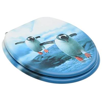 VidaXL Toiletbril met deksel pinguïn mdf