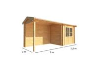 Blokhut, tuinhuisje met overkapping Fenna-Elina 550 cm bij 200 cm diep zadeldak 10 Warentuin Collection - Warentuin collection - thumbnail