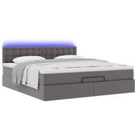 Bed poef met matrassen en LED's 160x200cm kunstleer grijs - thumbnail
