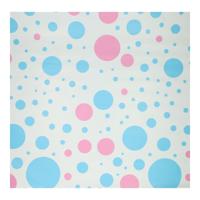 Cadeaupapier Blauw/Roze Stippen, 4mtr. - thumbnail