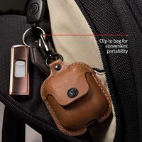 Twelve South AirSnap | Leren beschermhoes met verliespreventieclip voor AirPods en draadloos oplaadhoesje voor AirPods, cognac - thumbnail