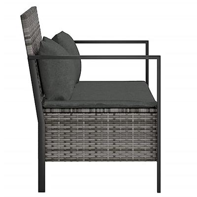 Tuinbank 2-zits met kussens poly rattan grijs Tuinbank 2-zits met kussens poly rattan grijs