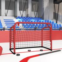 VidaXL Hockeydoel met net 68x32x47 cm staal en polyester rood en zwart - thumbnail