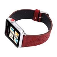 Dot Pattern Leren bandje - Rood - Geschikt voor Apple Watch 44mm / 45mm / 46mm / 49mm - thumbnail