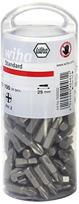 Wiha Bitset Standard 25 mm Pozidriv (PZ2) 100-delig 1/4" in grootverpakking - 40462 - 40462