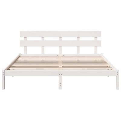 Bedframe met hoofdeinde Wit 200 x 200 cm Massief grenenhout Bedframe met hoofdeinde Wit 200 x 200 cm Massief grenenhout