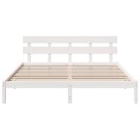 Bedframe met hoofdeinde Wit 200 x 200 cm Massief grenenhout - thumbnail
