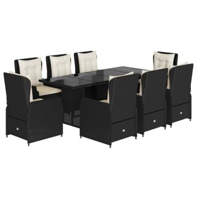 9-delige Tuinset poly rattan zwart