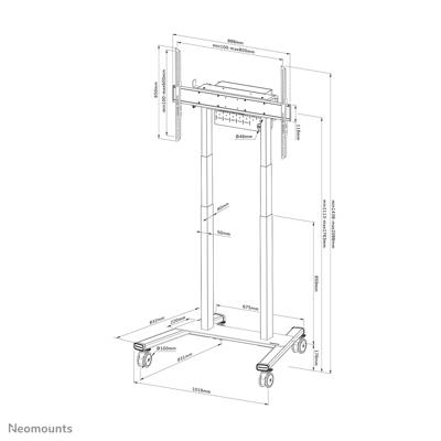 Neomounts fl55-875bl1 motorised mobile floor stand, 37" - 70", 50kg, 100x100 - 800x600