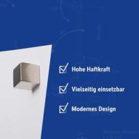 Maul Neodymium magneet (b x h x d) 15 x 15 x 15 mm Dobbelsteen Zilver 1 stuk(s) 6169396 - thumbnail