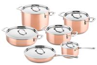 DUCQ Pannenset - Kookpan ø 20, 20, 24 cm & Steelpan ø 16 cm & Braadpan ø 28 cm & Koekenpan ø 26 cm + Deksels - Inductie - Koper - 6 Delig - thumbnail