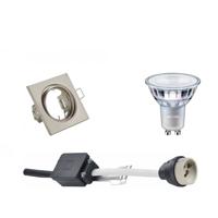 LED Spot Set - GU10 Fitting - Inbouw Vierkant - Mat Nikkel - Kantelbaar 80mm - Philips - MASTER 927 36D VLE - 3.7W - Warm Wit 2200K-2700K - DimTone Dimbaar - thumbnail