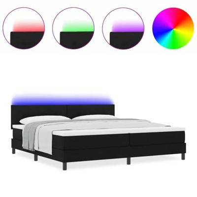 Boxspring Bed met Matras & LED Zwart 200x200 cm
