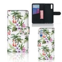 Huawei P20 Telefoonhoesje met Pasjes Flamingo Palms - thumbnail
