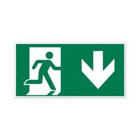 Bord Nooduitgang naar beneden - 150x300 mm. - thumbnail