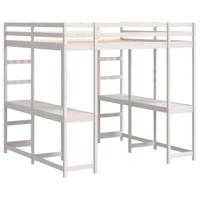 Hoogslaper met bureau en ladder grenenhout wit 160x200 cm - thumbnail
