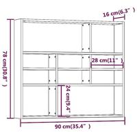 Wandschap 90x16x78 cm bewerkt hout bruineikenkleurig - thumbnail