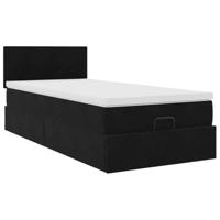 Ottoman bed met matras 90x200cm fluweel zwart - thumbnail