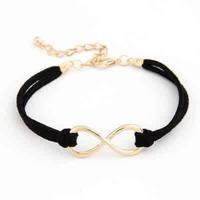 Leren Infinity BFF armband - Zwart - thumbnail