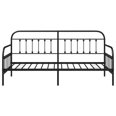 Bedframe voor een daybed met hoofdeinde Zwart 90 x 200 cm Staal