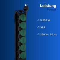 REV 0512469555 Stekkerdoos 6-voudig Zwart, Groen Randaarde stekker 1 stuk(s) - thumbnail