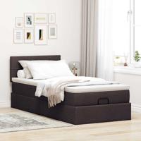 Ottoman bed met matras en LED's 120x200 cm stof donkerbruin - thumbnail