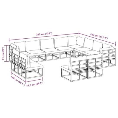 Tuinbankenset met kussen 12 pcs Zwart Aluminium