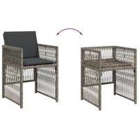Tuinstoelen 4 st met kussens poly rattan grijs - thumbnail