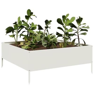 VidaXL Plantenbak verhoogd 100x100x25 cm staal wit VidaXL Plantenbak verhoogd 100x100x25 cm staal wit