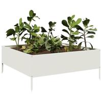Plantenbak verhoogd 100x100x25 cm staal wit - thumbnail