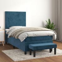 Boxspring met matras fluweel donkerblauw 100x200 cm - thumbnail