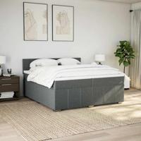 Boxspring met matras stof donkergrijs 200x200 cm - thumbnail