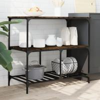 Keukentrolley 100x50x95 cm bewerkt hout gerookt eikenkleurig - thumbnail