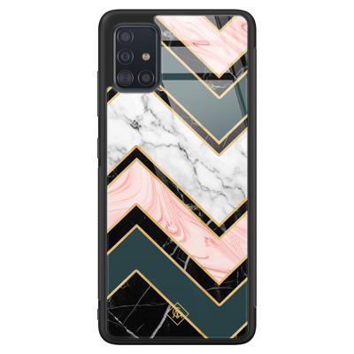 Samsung Galaxy A51 glazen hardcase - Marmer triangles Samsung Galaxy A51 glazen hardcase - Marmer triangles