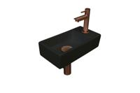 INK Versus Fonteinset - 36x18x9cm - wasbak links - porselein Mat zwart/Mat rose goud 1805315 - thumbnail