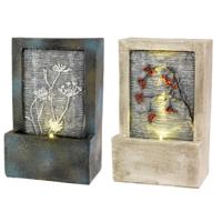 LED poly fontein met bloem 9.5x15x23cm - thumbnail