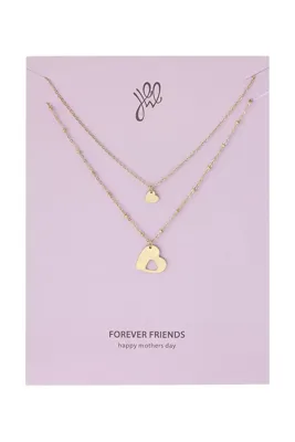 Set ketting hartjes - moederdag - goud Stainless Steel