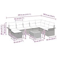 Tuinbankenset met kussen met opslag 9 pcs Zwart Poly riet - thumbnail