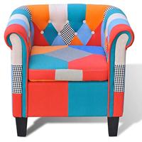 Fauteuil met patchwork stof meerkleurig - thumbnail