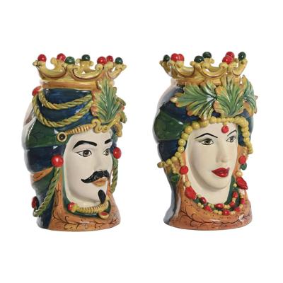 Grondlegger Home ESPRIT Groen Multicolour Porselein 20 x 20 x 29 cm (2 Stuks)