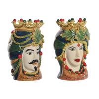 Grondlegger Home ESPRIT Groen Multicolour Porselein 20 x 20 x 29 cm (2 Stuks) - thumbnail