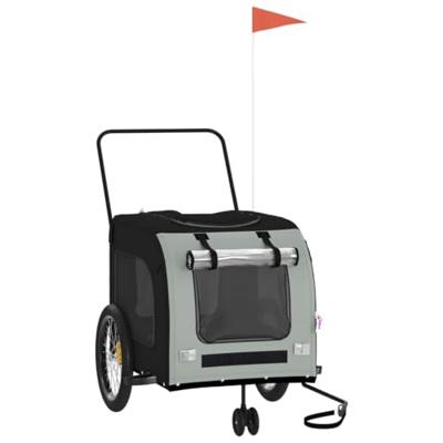 VidaXL Hondenfietstrailer oxford stof en ijzer zwart en grijs - thumbnail