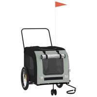 VidaXL Hondenfietstrailer oxford stof en ijzer zwart en grijs - thumbnail