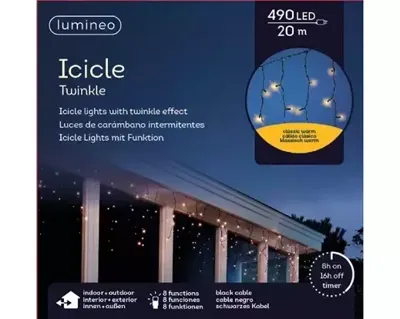 Led ijspegelverlichting 20 meter twinkle 490 led klassiek warm Decoris - Decoris