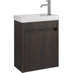 Saqu Florence voorgemonteerd fonteinmeubel in Kasteel bruin met mineraalmarmeren fontein