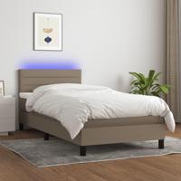 Boxspring met matras en LED stof taupe 80x200 cm - thumbnail
